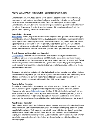 Kişiye Özel Bakıcı Hizmetleri _ Lamerdanismanlik