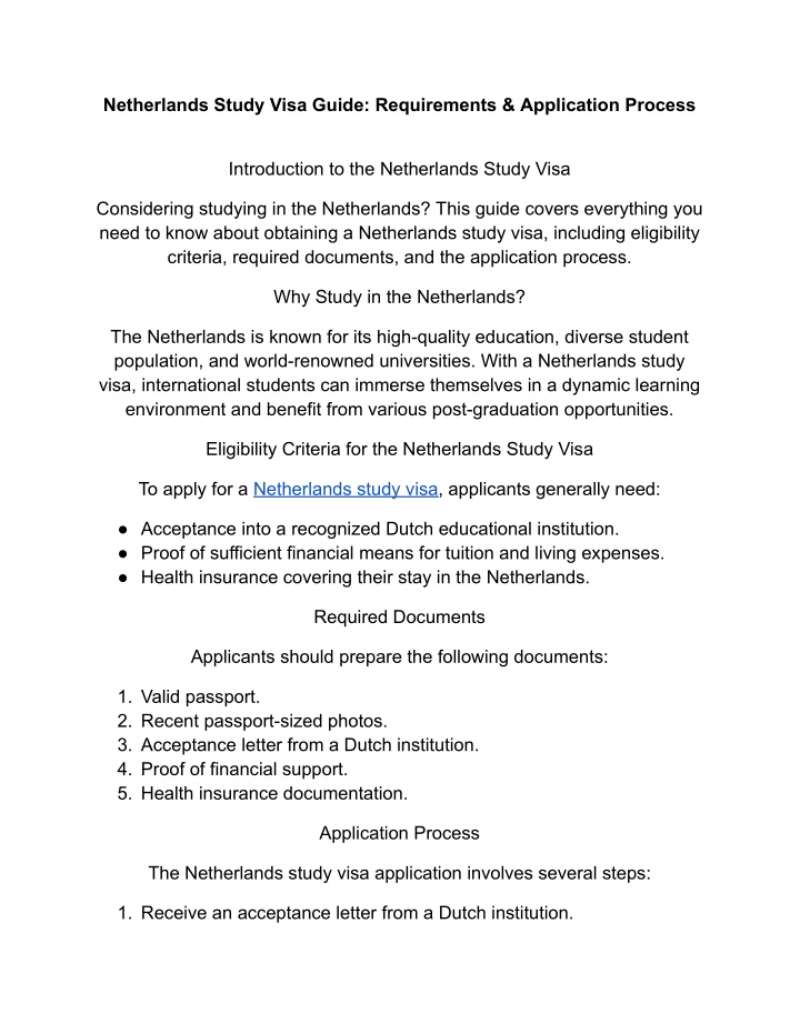 netherlands study visa guide requirements