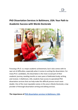 PhD Dissertation Services in Baltimore, USA_ Your Path to Academic Success with Words Doctorate