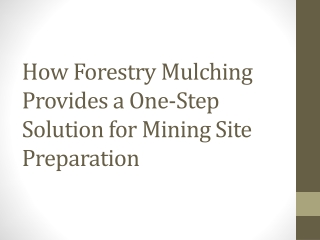 How Forestry Mulching Provides a One-Step Solution for Mining Site Preparation