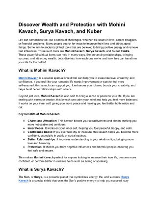 discover wealth and protection with mohini kavach