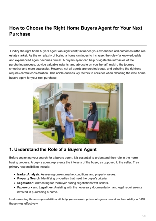 How to Choose the Right Home Buyers Agent for Your Next Purchase