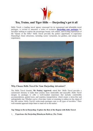 Darjeeling press release of hello travel.docx