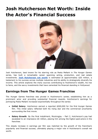 josh hutcherson net worth inside the actor