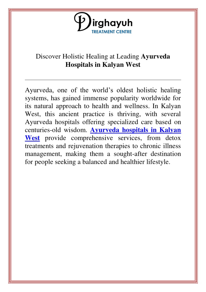 discover holistic healing at leading ayurveda