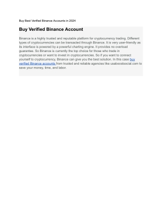 #01 Site to Buy Verified Binance Accounts