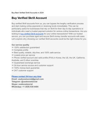 The Benefits of Buying  Verified Skrill Accounts