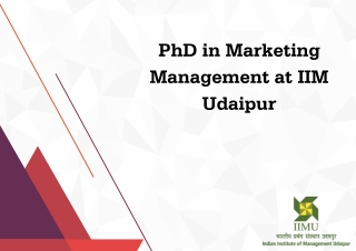 PhD in Marketing Management at IIM Udaipur