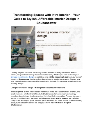 Transforming Spaces with Intra Interior – Your Guide to Stylish, Affordable Inte