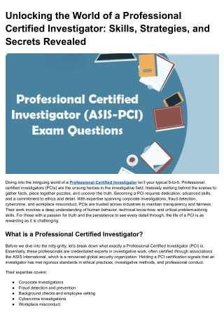 Unlocking the World of a Professional Certified Investigator_ Skills, Strategies, and Secrets Revealed!