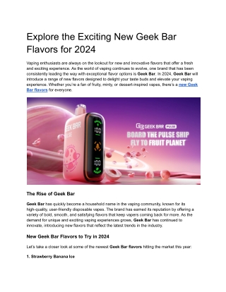 explore the exciting new geek bar flavors for 2024
