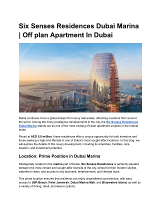 Six Senses Residences Dubai Marina | Off plan Apartment In Dubai (1)