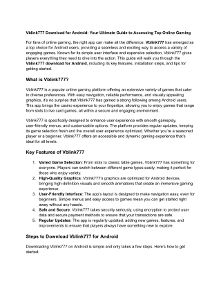 Vblink777 Download for Android_ Your Ultimate Guide to Accessing Top Online Gaming