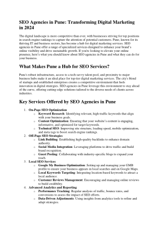 SEO Agencies in Pune: Transforming Digital Marketing in 2024