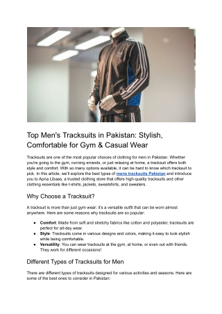 Top Men's Tracksuits in Pakistan_ Stylish, Comfortable for Gym & Casual Wear