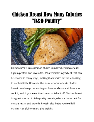 chicken breast how many calories d d poultry