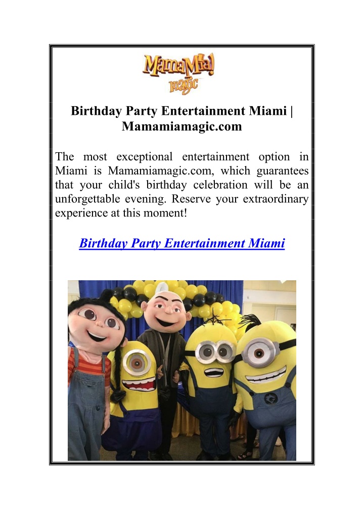 birthday party entertainment miami mamamiamagic