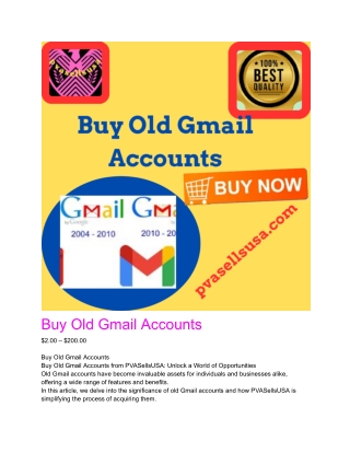 Buy Old Gmail Accounts