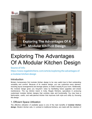 Exploring The Advantages Of A Modular Kitchen Design