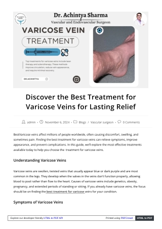 Best Treatment for Varicose Veins: Expert-Recommended Solutions for Comfort and