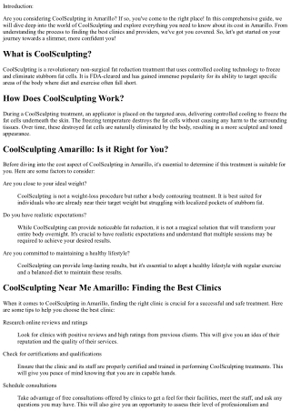 Everything You Need to Know About the Cost of CoolSculpting in Amarillo