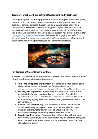 tecpinion crash gambling software development
