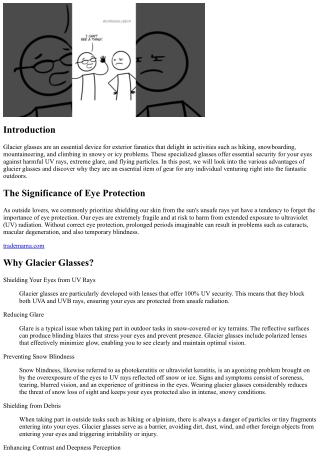 Checking out the Benefits of Glacier Glasses for Outdoor Lovers