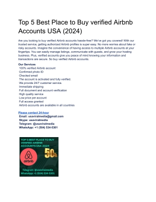 Top 5 Best Place to Buy verified Airbnb Accounts USA (2024)