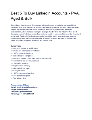 Best 5 To Buy Linkedin Accounts - PVA, Aged & Bulk