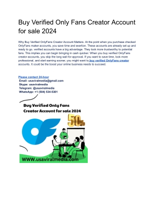 Buy Verified Only Fans Creator Account for sale 2024