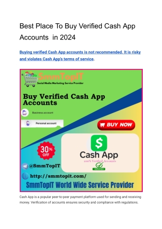 Best Place To Buy Verified Cash App Accounts  in 2024