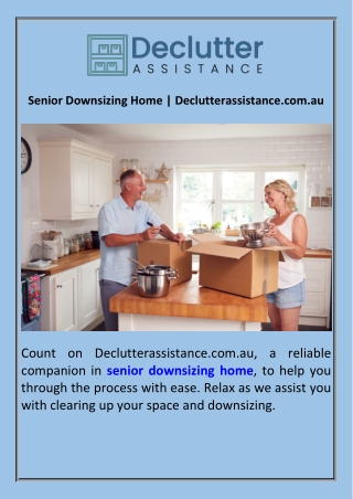 Senior Downsizing Home  Declutterassistance.com.au