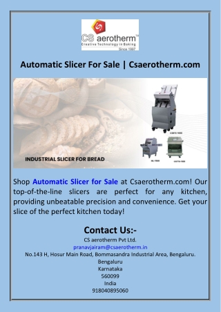 Automatic Slicer For Sale  Csaerotherm.com