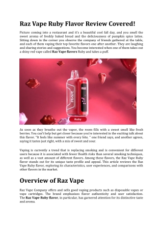 Raz Vape Ruby Flavor Review Covered