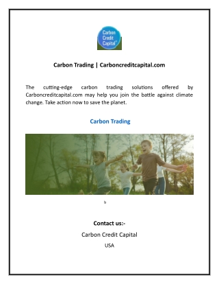 Carbon Trading  Carboncreditcapital