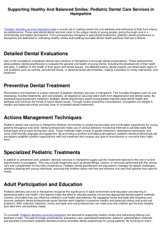 Supporting Healthy Smiles: Pediatric Dental Care Providers in Hampshire
