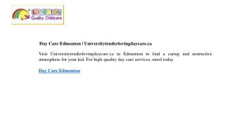 Day Care Edmonton  Universitytenderlovingdaycare.ca