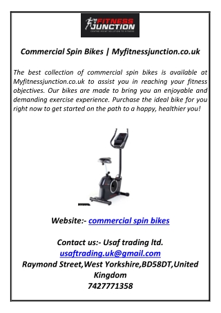 Commercial Spin Bikes  Myfitnessjunction.co.uk