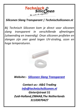 Siliconen Slang Transparant  Technischsiliconen.nl