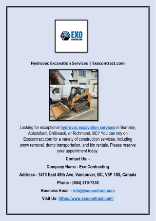 hydrovac excavation services exocontract com