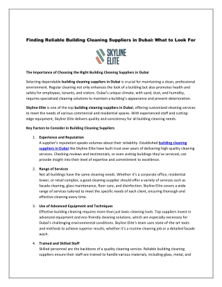 finding reliable building cleaning suppliers