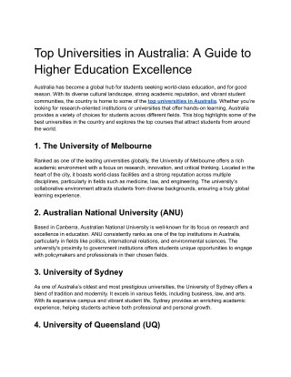 Top Universities in Australia_ A Guide to Higher Education Excellence