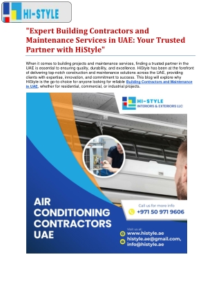 Expert Building Contractors and Maintenance Services in UAE