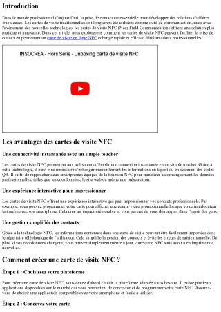 Comment les cartes de visite NFC peuvent-elles faciliter la prise de contact ?