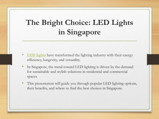 The Bright Choice LED Lights in Singapore
