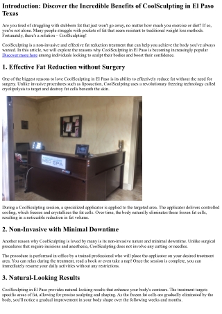 Reasons to Love CoolSculpting in El Paso