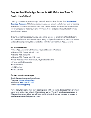 Buy Verified Cash App Accounts In A Great Opportunity