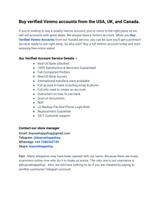 Buy verified Venmo accounts In A Great Opportunity