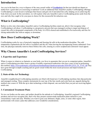 What Makes Amarillo's Local CoolSculpting Services Stand Out?