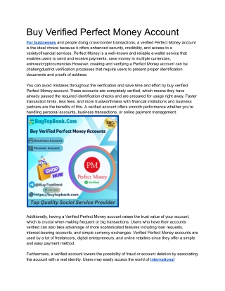 Buy Verified Perfect Money Account